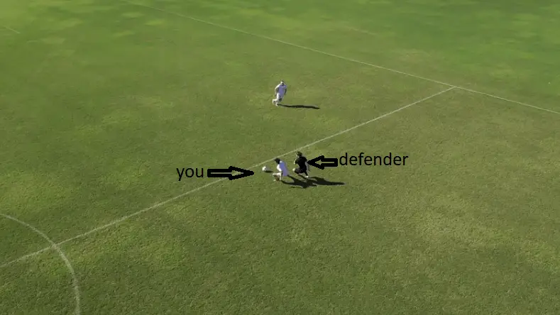 Midfield position in soccer - three players on a pitch