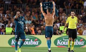 Why Do Soccer Players Take Off Their Shirts After A Goal -C.Ronaldo against Barcelona in 2017 with a special celebration: Holding his shirt like a flag