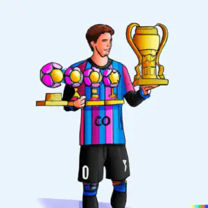 Pele vs Messi - An animation of Messi holding 4 ballon d'or and a UCL trophy