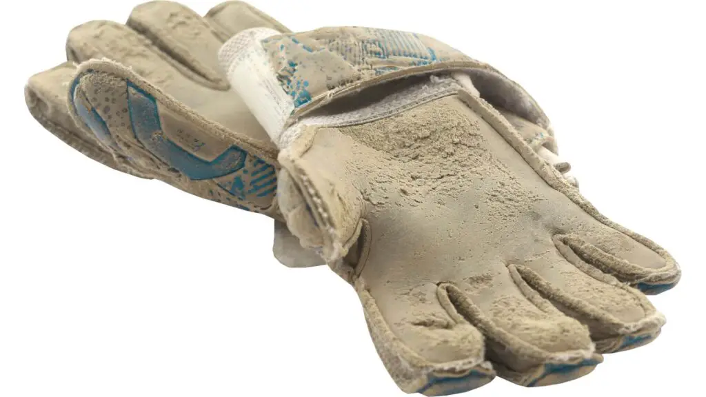 What do you do with old goalkeeper gloves - an old soccer goalkeeper glove
